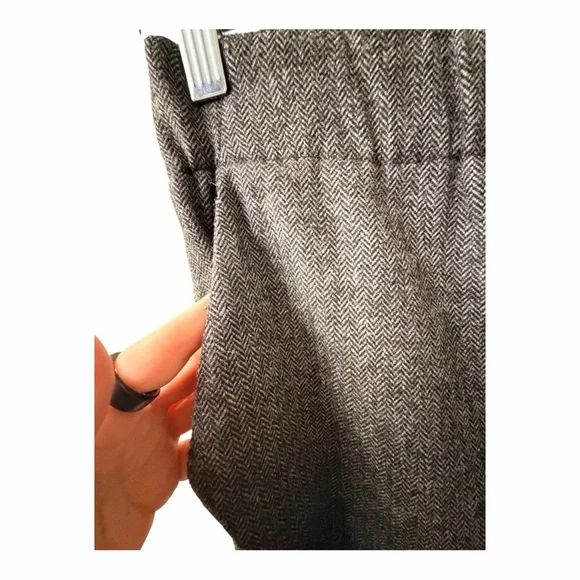 Zara Gray Herringbone Wool Blend Pull On Pants M - Picture 8 of 11
